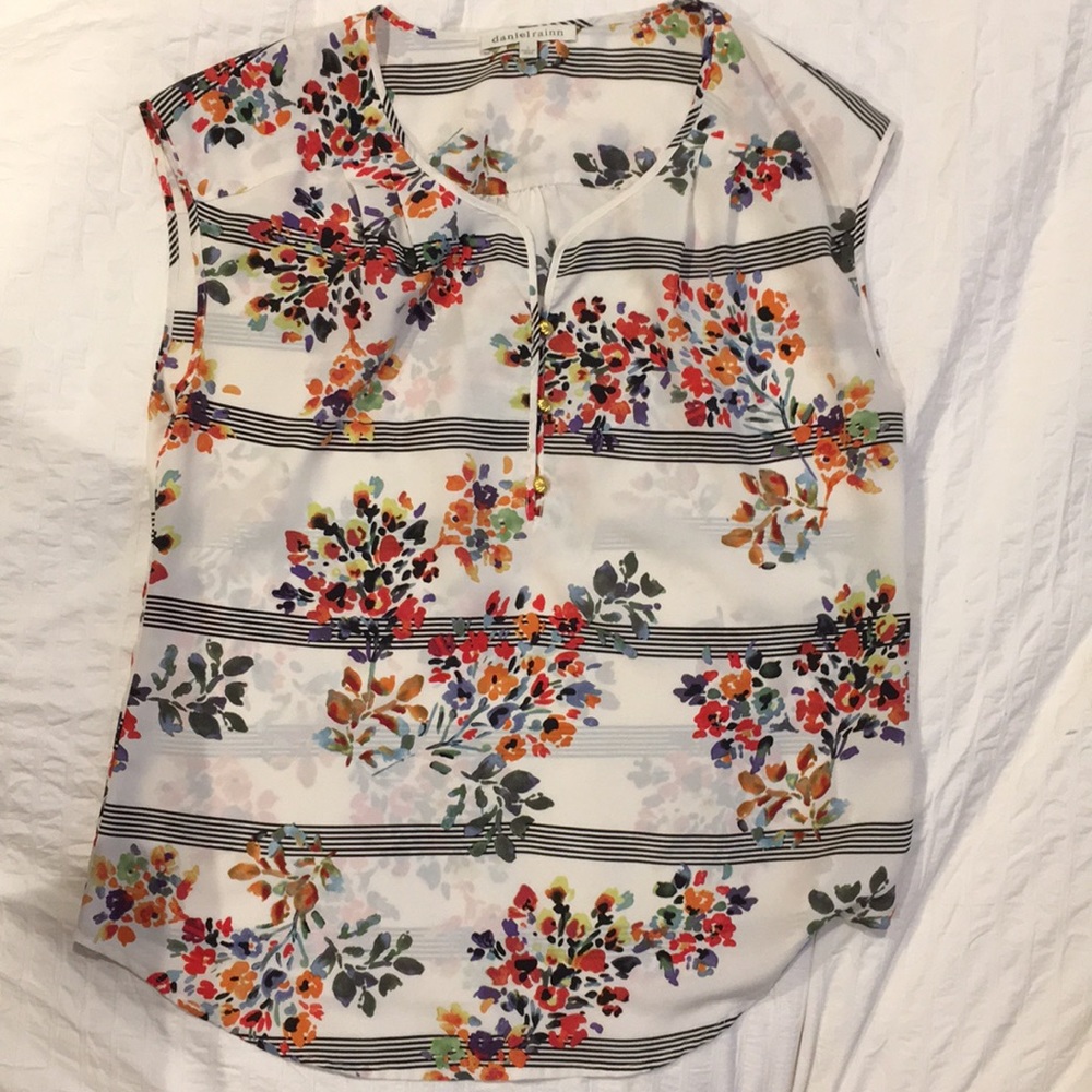 Large floral and stripe tank